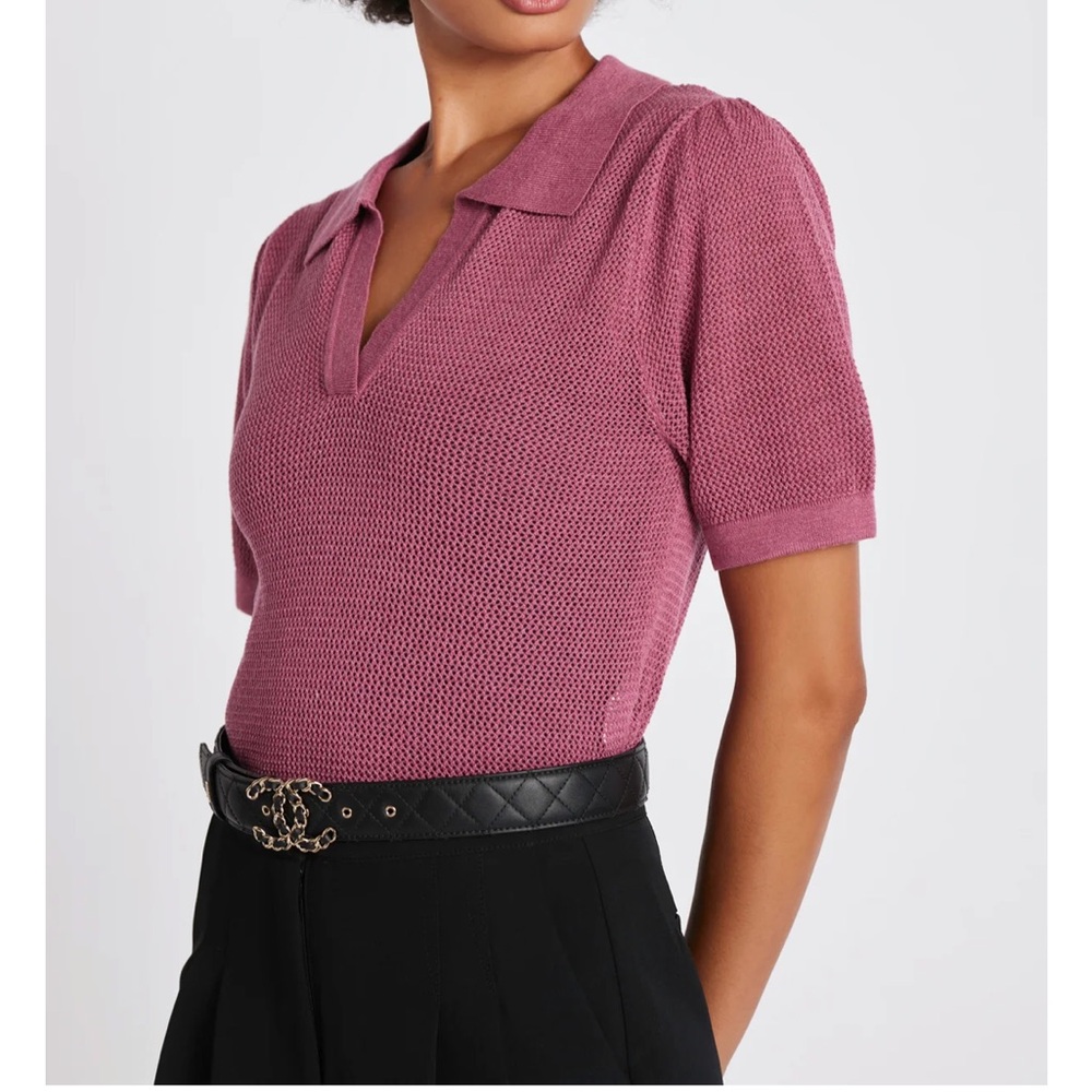bishop + young Black Knit Polo Blouse